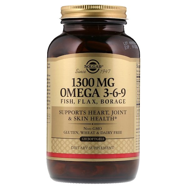 Solgar, Omega 3-6-9, 1,300 mg, 120 Softgels