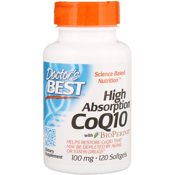 Doctor's Best, High Absorption CoQ10 with BioPerine, 100 mg, 120 Softgels