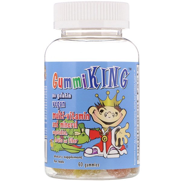 GummiKing, Multi-Vitamin and Mineral, Vegetables, Fruits and Fiber, For Kids, 60 Gummies