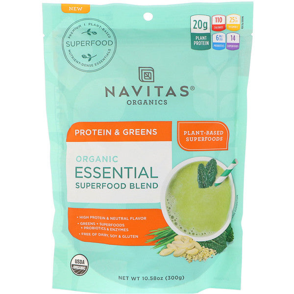 Navitas Organics, Organic Essential Superfood Blend, Protein & Greens, 10.58 oz (300 g)