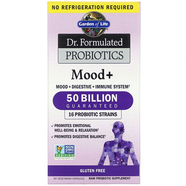 Garden of Life, Dr. Formulated Probiotics, Mood+, 60 Vegetarian Capsules