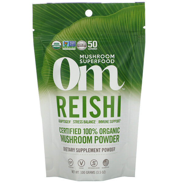 Organic Mushroom Nutrition, Reishi,  Certified 100% Organic Mushroom Powder, 3.5 oz (100 g)