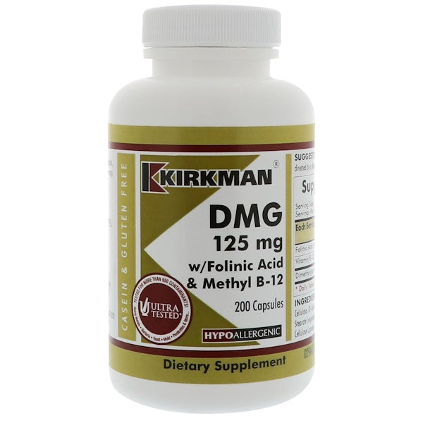 Kirkman Labs, DMG with Folinic Acid & Methyl B-12, 125 mg, 200 Capsules