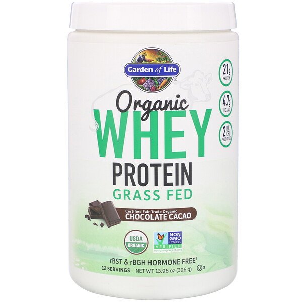 Garden of Life, Organic Whey Protein Grass Fed, Chocolate Cacao, 13.96 oz (396 g)