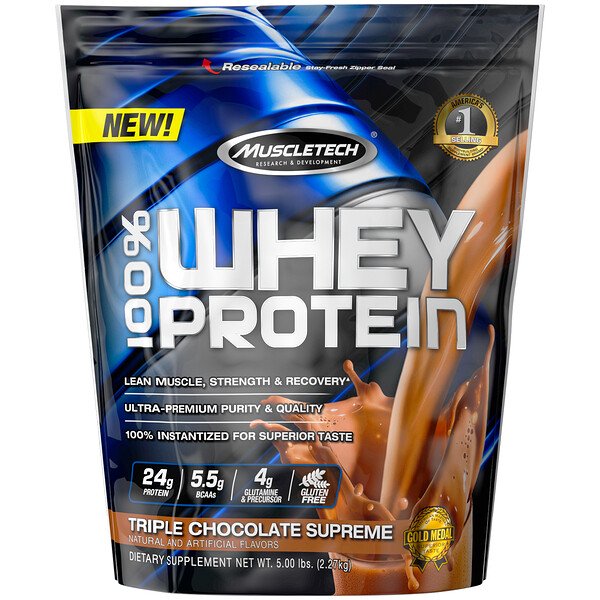 Muscletech, 100% Whey Protein, Triple Chocolate Supreme, 5.00 lbs (2.27 kg)