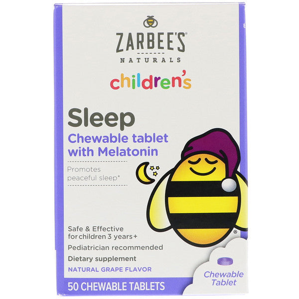 Zarbee's, Children's Sleep with Melatonin, Natural Grape Flavor, For Children 3 Years +, 50 Chewable Tablets