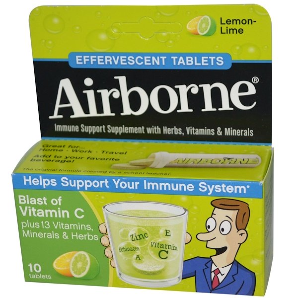 AirBorne, Blast of Vitamin C, Lemon-Lime, 10 Effervescent Tablets