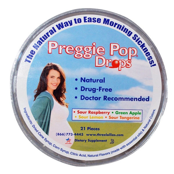 Three Lollies, Preggie Pop Drops, Sour Fruits, 21 Pieces