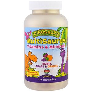 KAL, MultiSaurus, Vitamins and Minerals, Berry, Grape & Orange, 180 Chewables