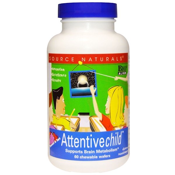 Source Naturals, Attentive Child, Sweet & Tart, 60 Chewable Wafers