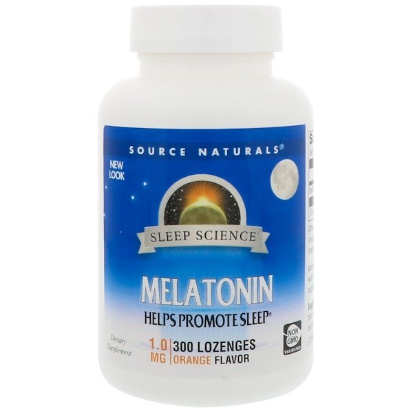 Source Naturals, Melatonin, Orange, 1 mg, 300 Lozenges