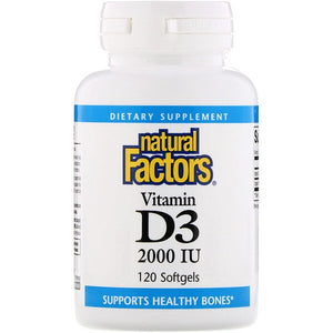 Natural Factors, Vitamin D3, 2000 IU, 120 Softgels