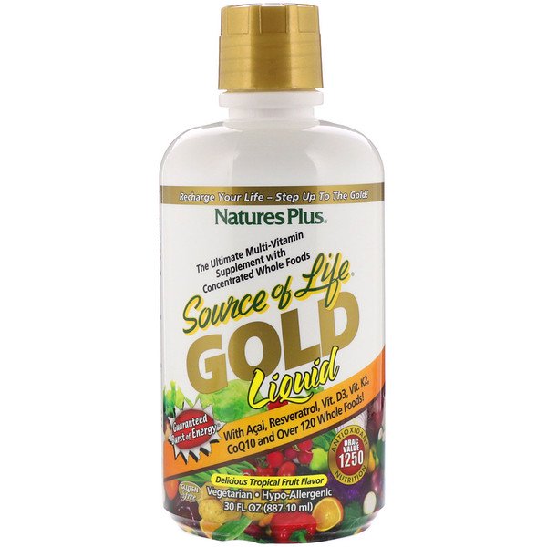 Nature's Plus, Source of Life, Gold Liquid, Tropical Fruit Flavor, 30 fl oz (887.10 ml)