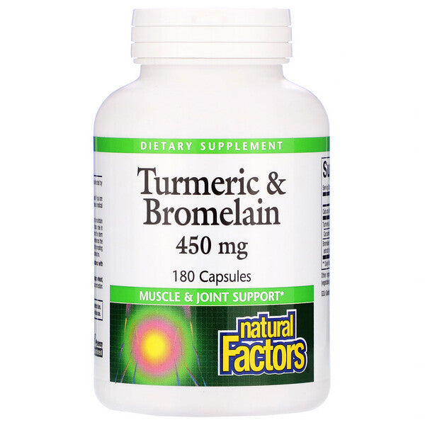 Natural Factors, Turmeric & Bromelain, 450 mg, 180 Capsules