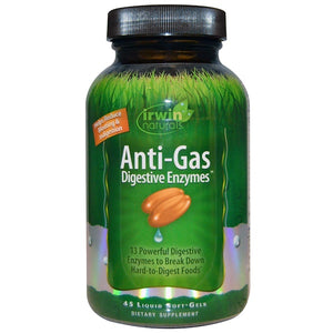 Irwin Naturals, Anti-Gas Digestive Enzymes, 45 Liquid Soft-Gels