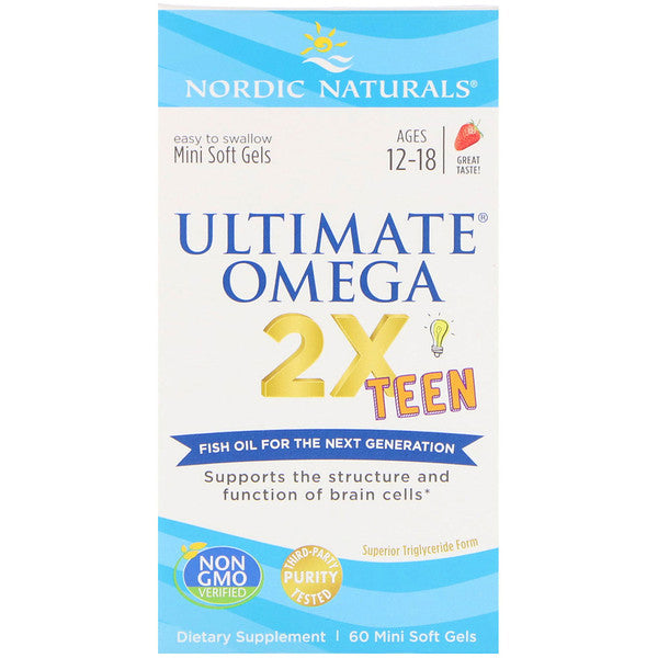 Nordic Naturals, Ultimate Omega 2X Teen, Strawberry, 60 Mini Soft Gels