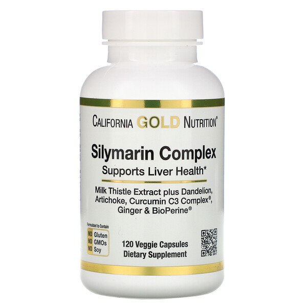 California Gold Nutrition, Silymarin Complex, Liver Health, Milk Thistle, Curcumin, Artichoke, Dandelion, Ginger, Black Pepper, 300 mg, 120 Veggie Caps