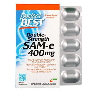 Doctor's Best, SAM-e, Double-Strength, 400 mg, 60 Enteric Coated Tablets