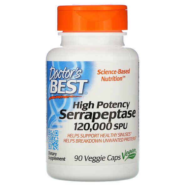 Doctor's Best, High Potency Serrapeptase, 120,000 SPU, 90 Veggie Caps