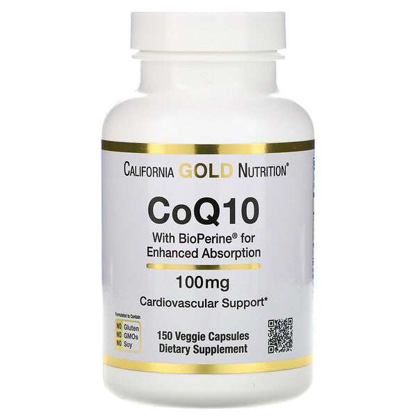 California Gold Nutrition, CoQ10 USP with Bioperine, 100 mg, 150 Veggie Capsules