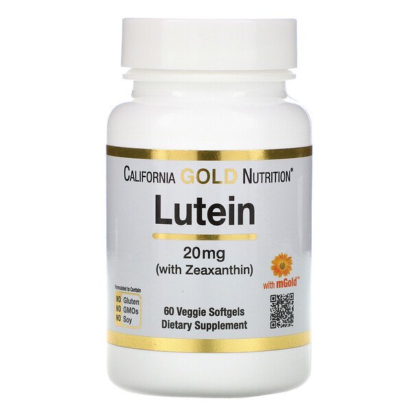California Gold Nutrition, Lutein with Zeaxanthin, 20 mg, 60 Veggie Softgels