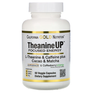 California Gold Nutrition, TheanineUP Focused Energy, L-Theanine & Caffeine, 60 Veggie Capsules
