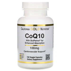 California Gold Nutrition, CoQ10 USP with Bioperine, 100 mg, 150 Veggie Capsules