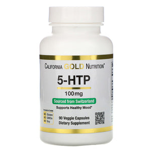California Gold Nutrition, 5-HTP, Mood Support, Griffonia Simplicifolia Extract from Switzerland, 100 mg, 90 Veggie Capsules
