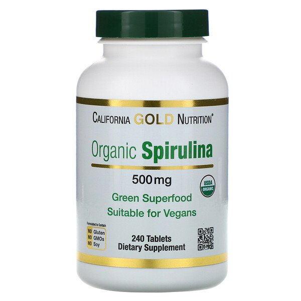 California Gold Nutrition, Organic Spirulina, 500 mg, 240 Tablets