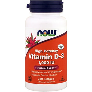 Now Foods, Vitamin D-3 High Potency, 1,000 IU, 360 Softgels