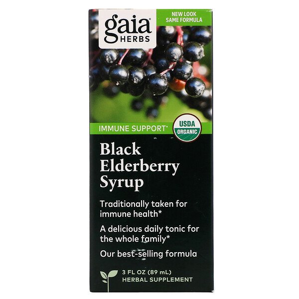 Gaia Herbs, Black Elderberry Syrup, 3 fl oz (89 ml)