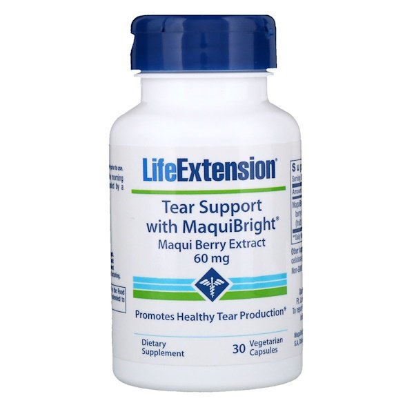 Life Extension, Tear Support with MaquiBright, Maqui Berry Extract, 60 mg, 30 Vegetarian Capsules