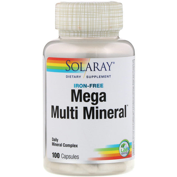 Solaray, Mega Multi Mineral, Iron Free, 100 Capsules