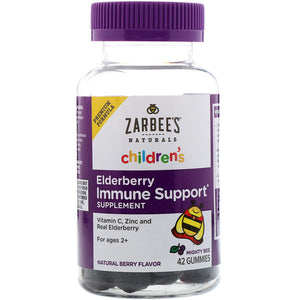 Zarbee's, Children's Elderberry Immune Support, Natural Berry Flavor, For Ages 2+, 42 Gummies