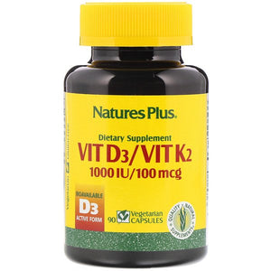 Nature's Plus, Vit D3/Vit K2, 90 Vegetarian Capsules