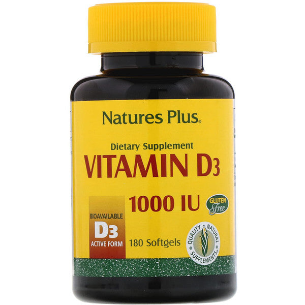 Nature's Plus, Vitamin D3, 1000 IU, 180 Softgels