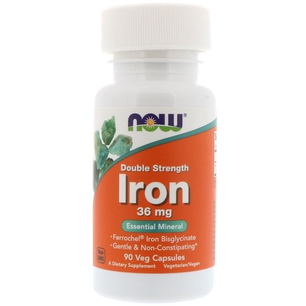 Now Foods, Iron, Double Strength, 36 mg, 90 Veg Capsules