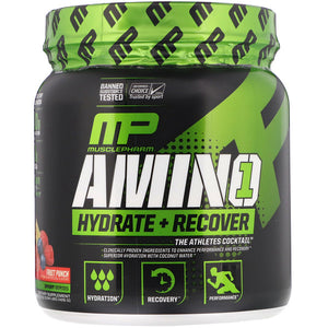 MusclePharm, Amino1, Hydrate + Recover, Fruit Punch, 15 oz (426 g)