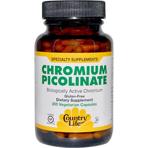 Country Life, Chromium Picolinate, 200 Vegetarian Capsules