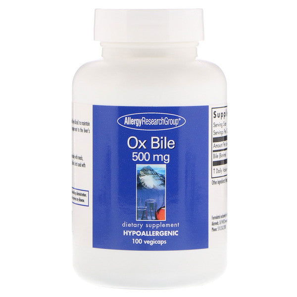 Allergy Research Group, Ox Bile, 500 mg, 100 Vegicaps