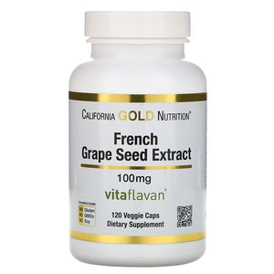 California Gold Nutrition, French Grape Seed Extract, VitaFlavan, Antioxidant Polyphenol, 100 mg, 120 Veggie Caps