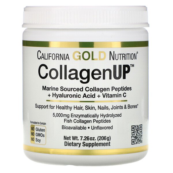 California Gold Nutrition, CollagenUP, Marine Hydrolyzed Collagen + Hyaluronic Acid + Vitamin C, Unflavored, 7.26 oz (206 g)