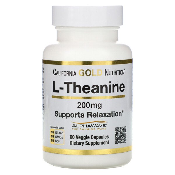California Gold Nutrition, L-Theanine, AlphaWave, Supports Relaxation, Calm Focus, 200 mg, 60 Veggie Capsules