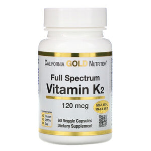 California Gold Nutrition, Vitamin K2 (as MK-4, MK-6, MK-7, MK-9), 120 mcg, 60 Veggie Capsules