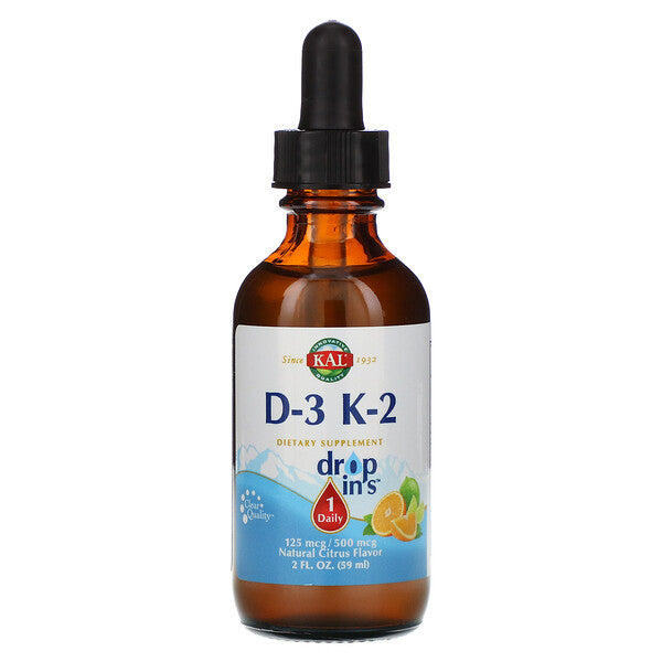 KAL, Vitamin D-3 K-2 Drop Ins, Natural Citrus Flavor, 2 fl oz (59 ml)