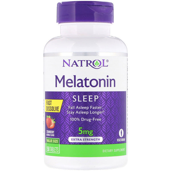 Natrol, Melatonin, Fast Dissolve, Extra Strength, Strawberry, 5 mg, 150 Tablets