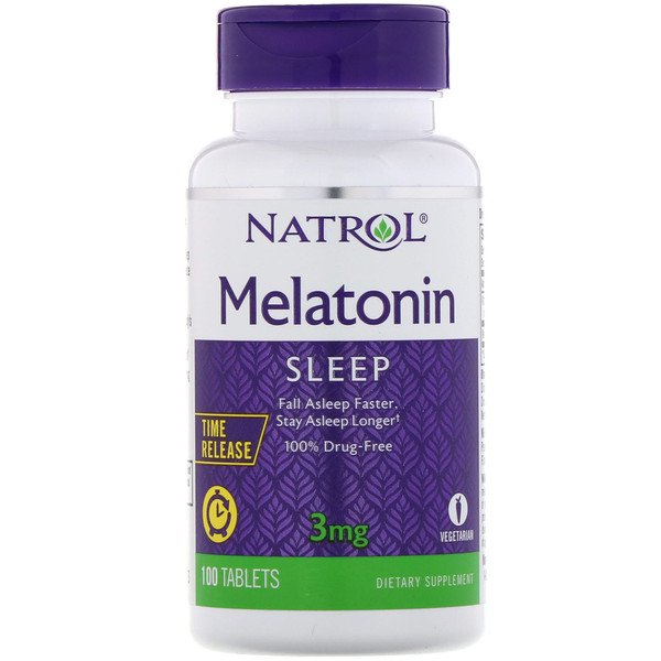 Natrol, Melatonin, Time Release, 3 mg, 100 Tablets