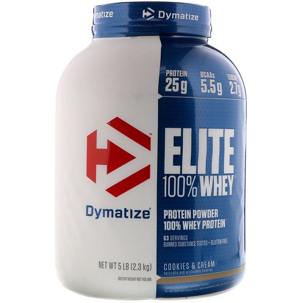 Dymatize Nutrition, Elite 100% Whey Protein Powder, Cookies & Cream, 5 lbs (2.3 kg)