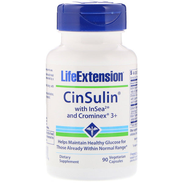 Life Extension, CinSulin with InSea2 and Crominex 3+, 90 Vegetarian Capsules