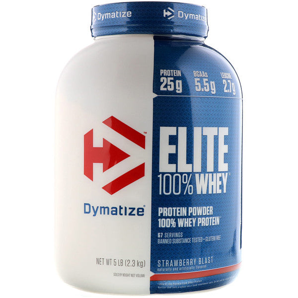 Dymatize Nutrition, Elite 100% Whey Protein Powder, Strawberry Blast, 5 lbs (2.3 kg)